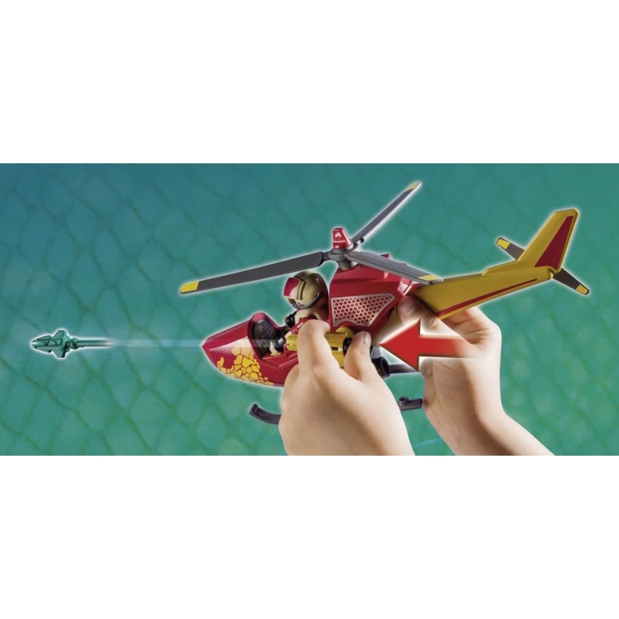 Playmobil - Bērnu konstruktora komplekts Helikopters ar pterodaktilu 39 gab.