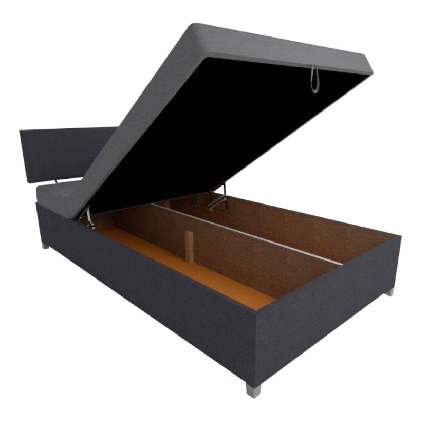 Polsterēta dīvāngulta ar regulējamu atzveltni un uzglabāšanas nodalījumu DALLAS 108x205 cm pelēka/antracīta