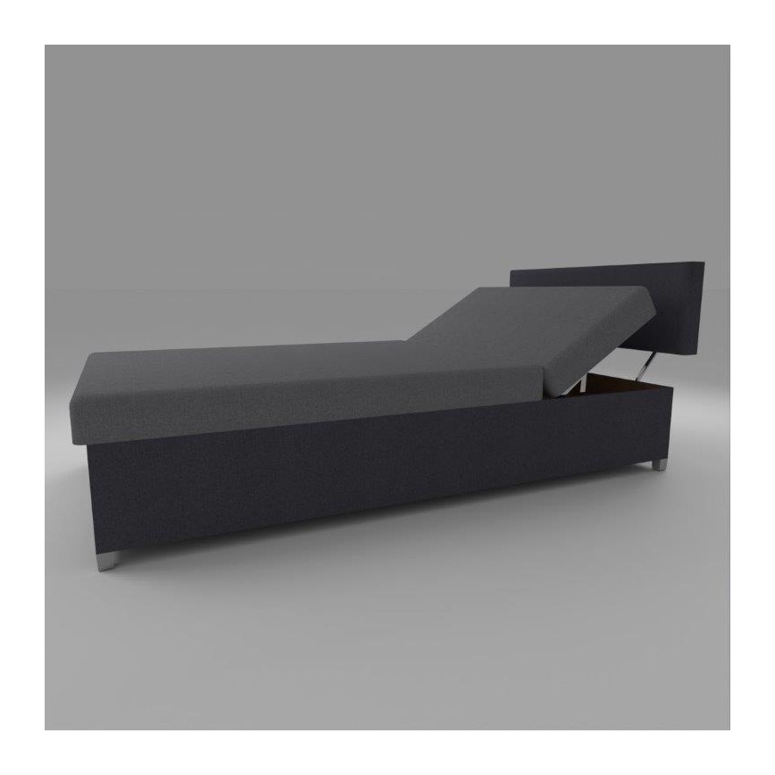 Polsterēta dīvāngulta ar regulējamu atzveltni un uzglabāšanas nodalījumu DALLAS 108x205 cm pelēka/antracīta