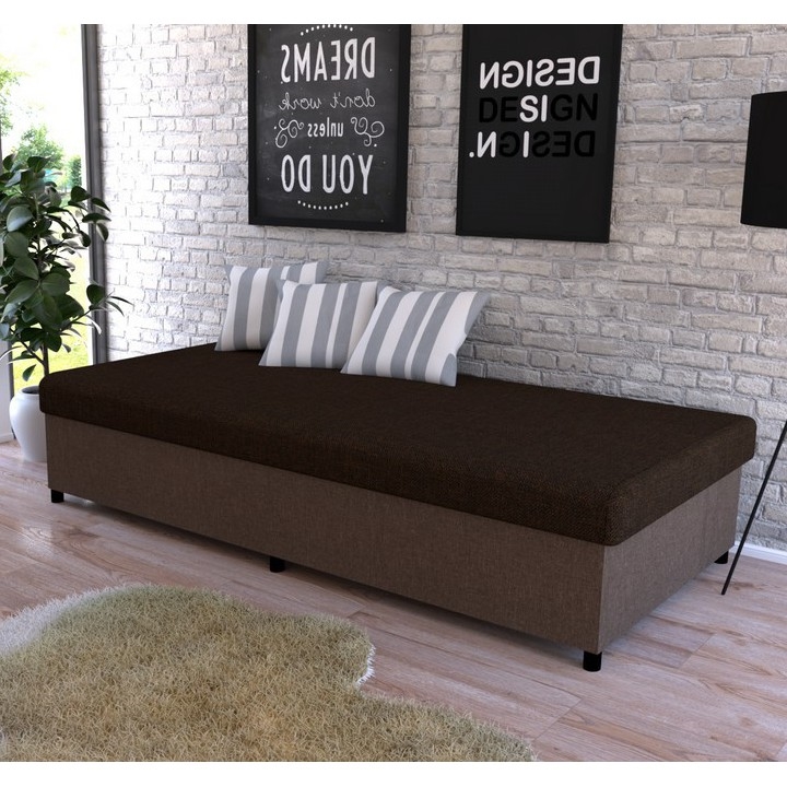 Polsterēta dīvāngulta ar uzglabāšanas nodalījumu CORY 80x200 brūna