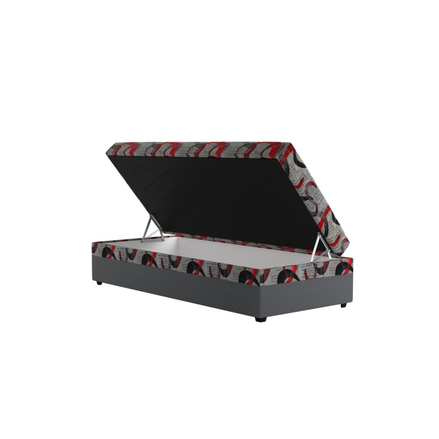 Polsterēta dīvāngulta ar uzglabāšanas nodalījumu ESTEL 90x200 cm pelēka