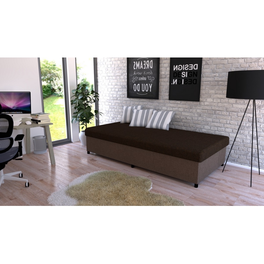 Polsterēta dīvāngulta ar glabāšanas nodalījumu CORY 80x200 brūna