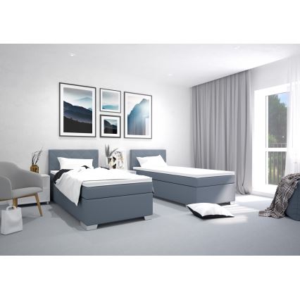 Polsterēta gulta ar matraci IDA 90x200 cm zila