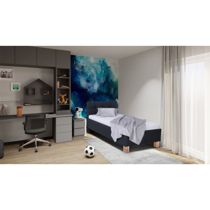 Polsterēta gulta ar matraci un glabāšanas nodalījumu MARIA ONE 90x200 cm antracīts