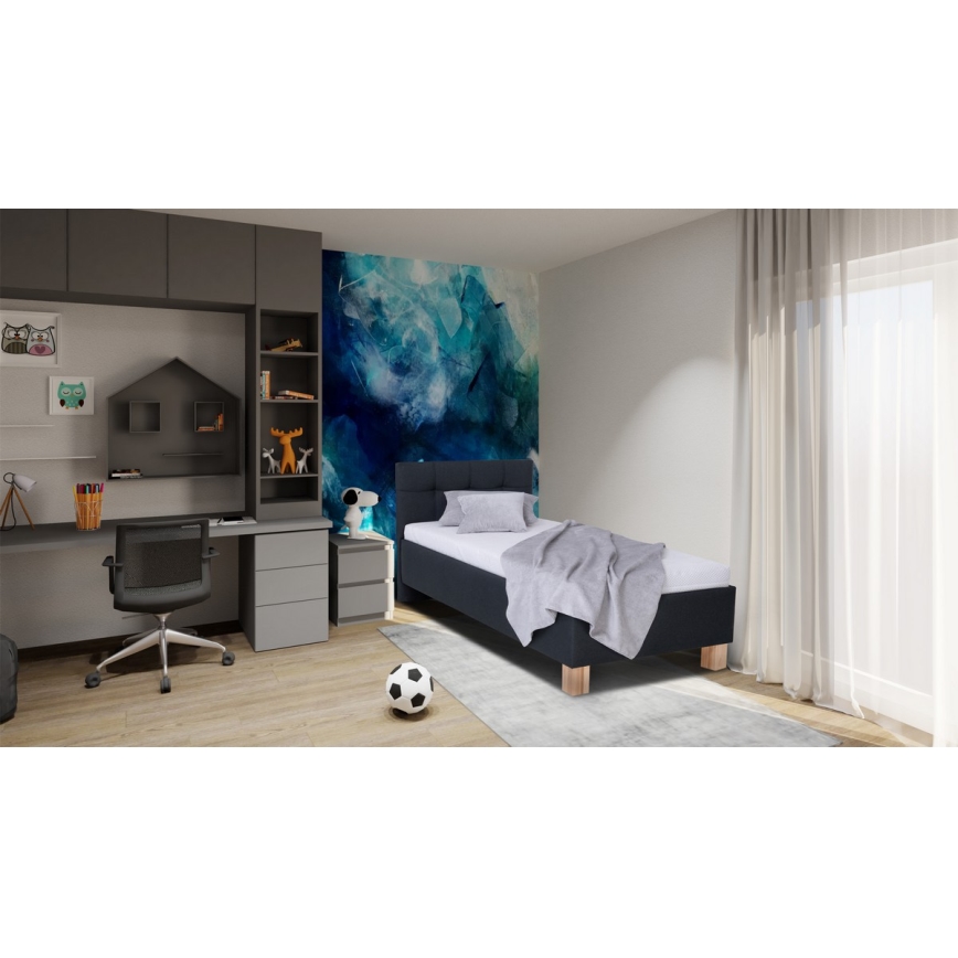 Polsterēta gulta ar matraci un glabāšanas nodalījumu MARIA ONE 90x200 cm antracīts