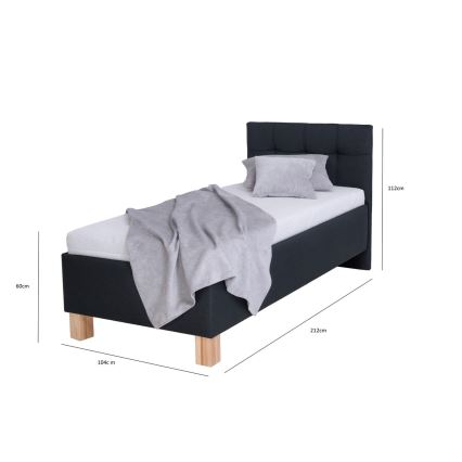 Polsterēta gulta ar matraci un glabāšanas nodalījumu MARIA ONE 90x200 cm antracīts