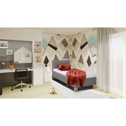 Polsterēta gulta ar matraci un ietilpīgu glabāšanas nodalījumu MARIA ONE 90x200 cm taupe