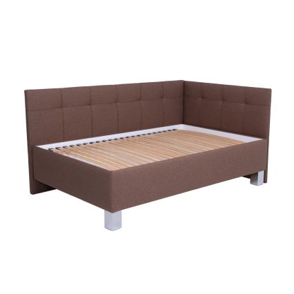 Polsterēta gulta ar matraci un uzglabāšanas nodalījumu MARIA PETITE 120x200 cm brūna