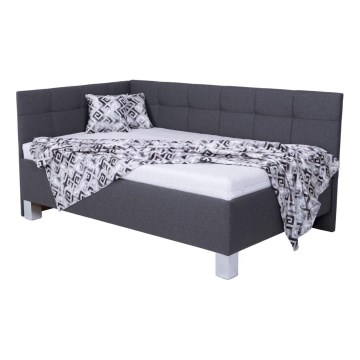 Polsterēta gulta ar matraci un uzglabāšanas nodalījumu MARIA PETITE 120x200 cm pelēka