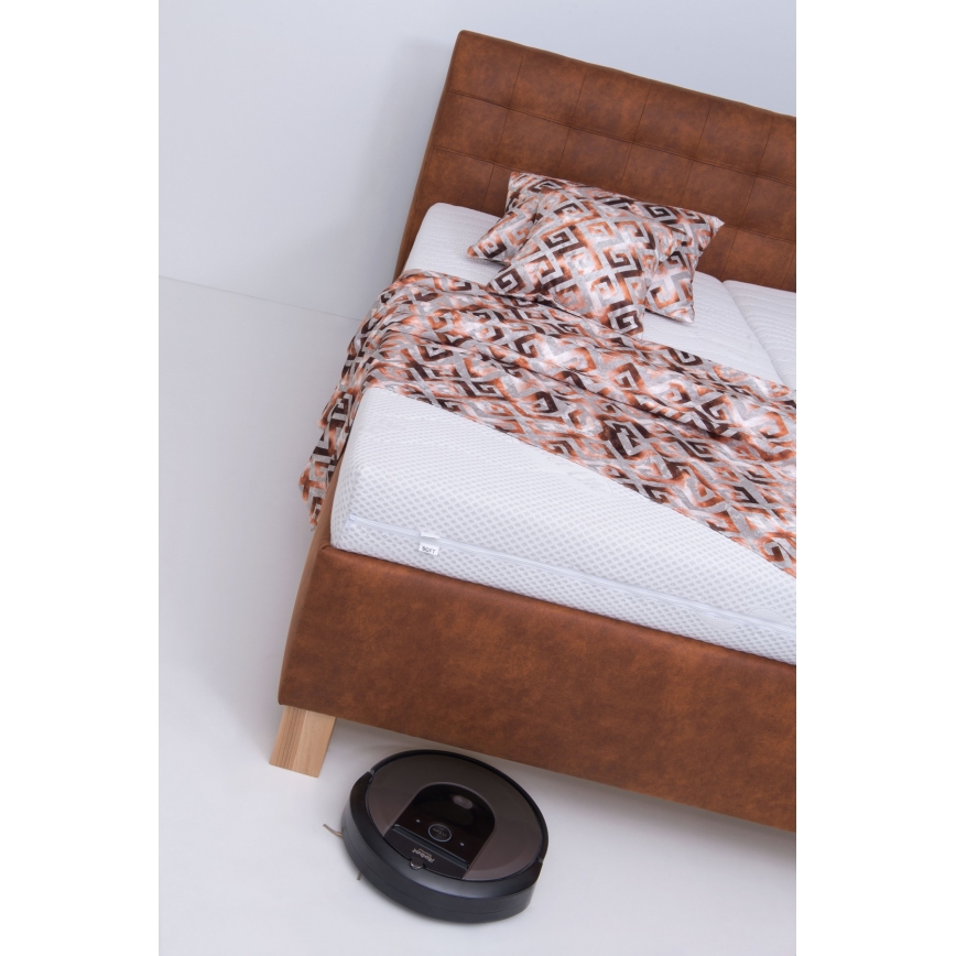 Polsterēta gulta ar matraci un uzglabāšanas nodalījumu VIOLET 160x200 cm, konjaka brūna