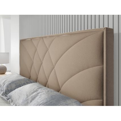 Polsterēta gulta ar matraci un glabāšanas vietu GINA 180x200 cm bēša