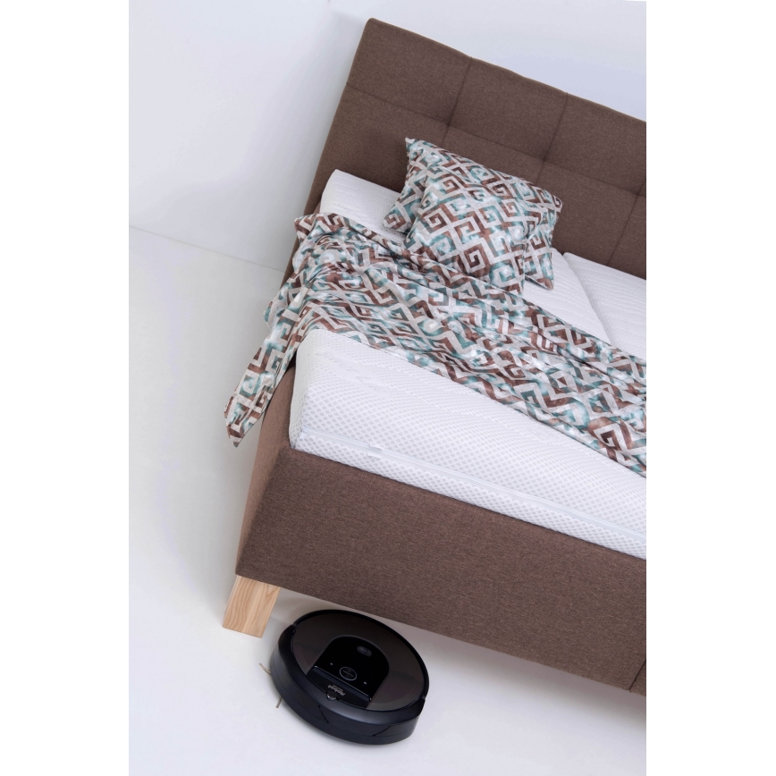 Polsterēta gulta MARIA 160x200 cm ar matraci un uzglabāšanas vietu, brūna