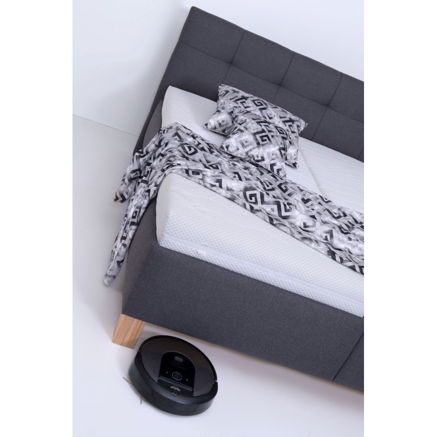 Polsterēta gulta MARIA, 160x200 cm, ar uzglabāšanas nodalījumu, bez matrača, pelēka