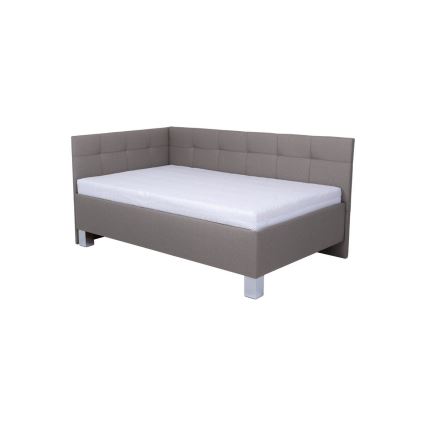 Polsterēta gulta MARIA PETITE 120x200 cm ar matraci un plašu uzglabāšanas nodalījumu, krāsa taupe