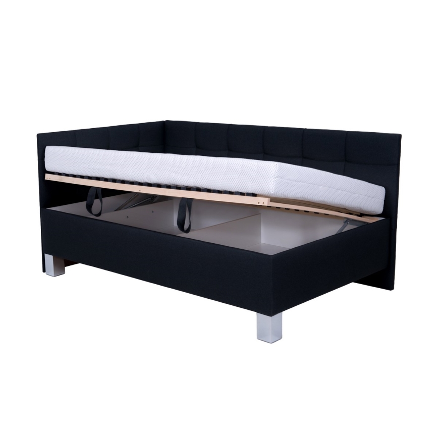 Polsterēta gulta ar matraci un glabāšanas nodalījumu MARIA PETITE 120x200 cm antracīts