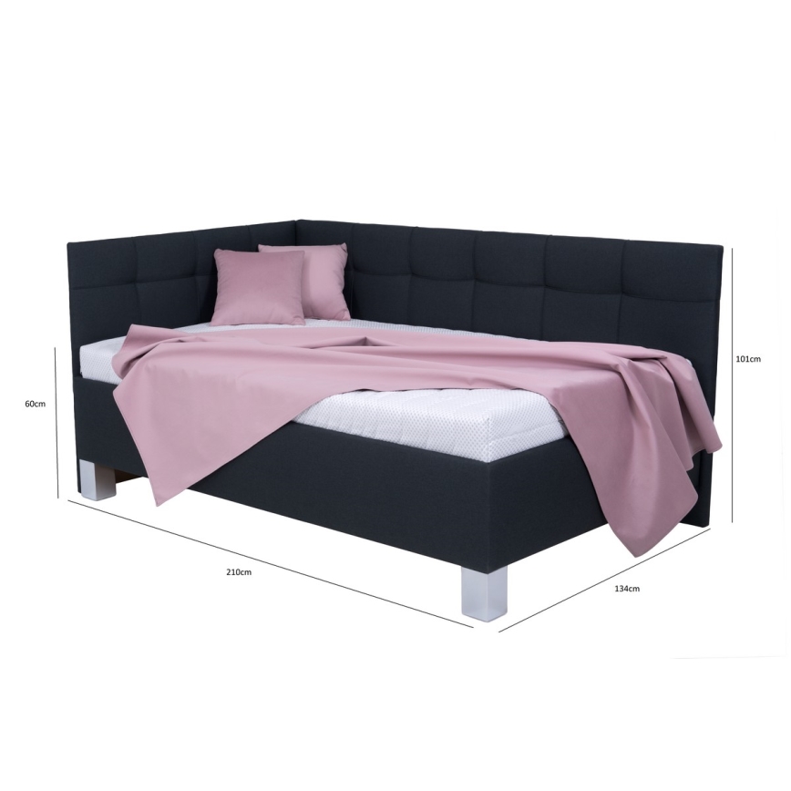 Polsterēta gulta ar matraci un glabāšanas nodalījumu MARIA PETITE 120x200 cm antracīts