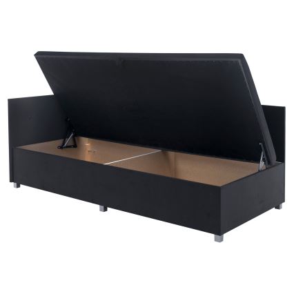 Polsterēta dienas gulta ar universālu galvgali un uzglabāšanas nodalījumu AMSTERDAM 90x200 cm pelēka