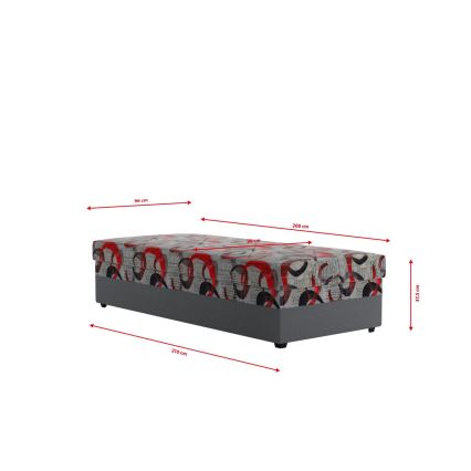 Polsterēta vienvietīga gulta ar uzglabāšanas nodalījumu ESTEL 90x200 cm pelēka