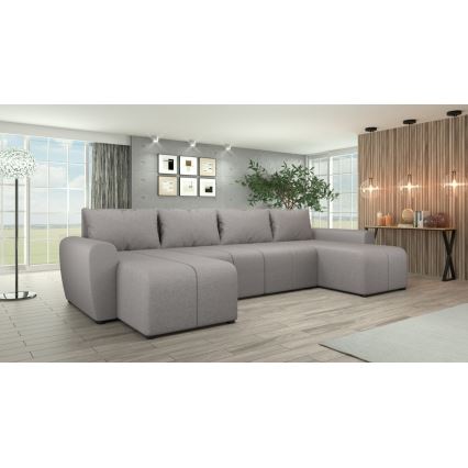 Polsterēts universāls izvelkamais U formas dīvāns NEWPORT, pelēks