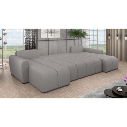 Polsterēts universāls izvelkamais U formas dīvāns NEWPORT, pelēks