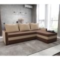 Polsterēts universāls izvelkams L-veida stūra dīvāns BRISTOL, brūns/bēšs