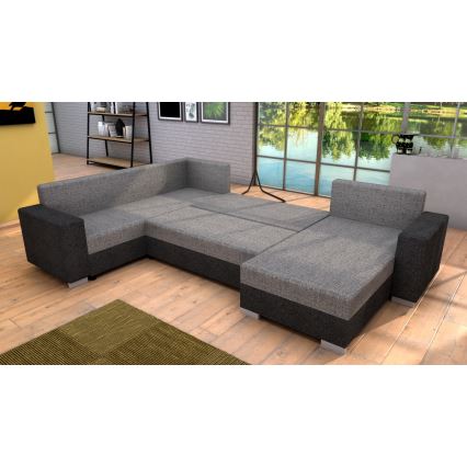 Polsterēts universāls U formas izvelkams dīvāns YORK pelēks/bēšs/brūns