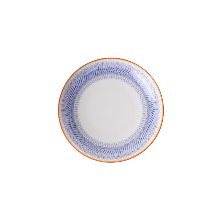 Porcelāna galda komplekts, 24 daļas, zilā/oranžā