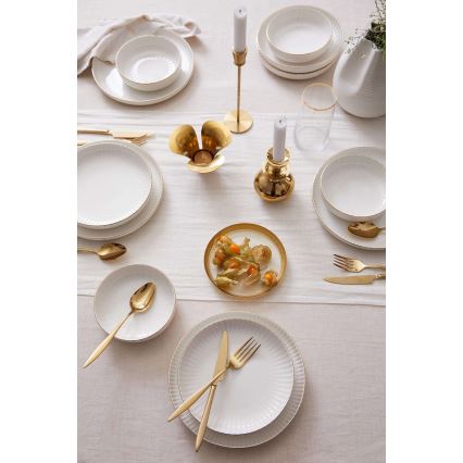 Porcelāna galda servīze, 18 gab., balta/zelta