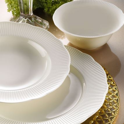Porcelāna galda servīze, 24 daļas, balta