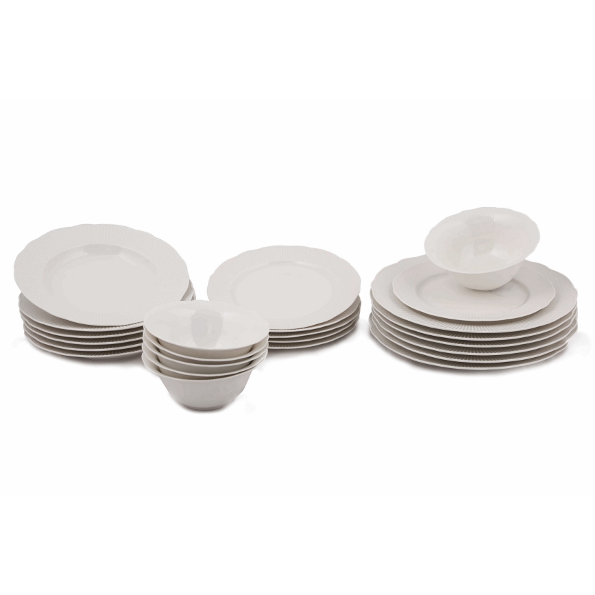 Porcelāna galda servīze, 24 daļas, balta