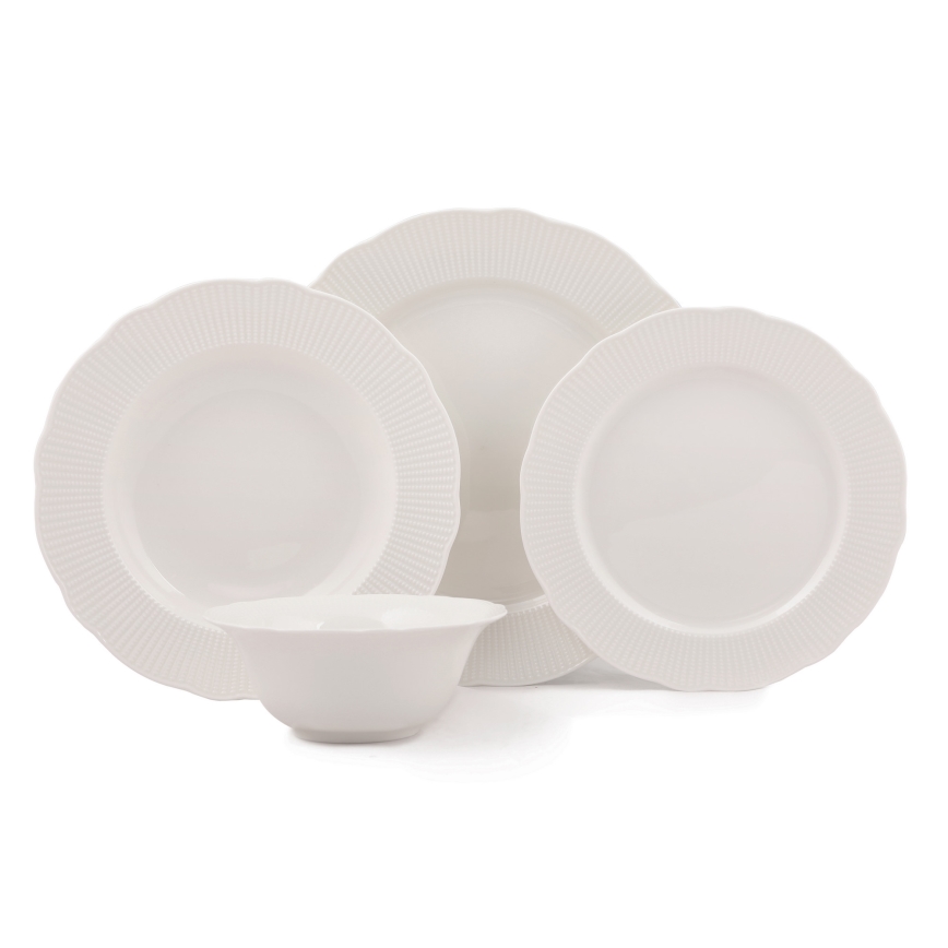Porcelāna galda servīze, 24 daļas, balta