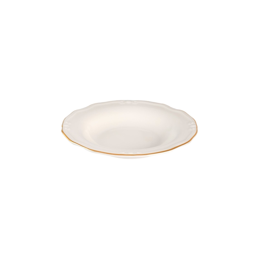 Porcelāna galda servīze, 24 gab., balta ar zelta apdari