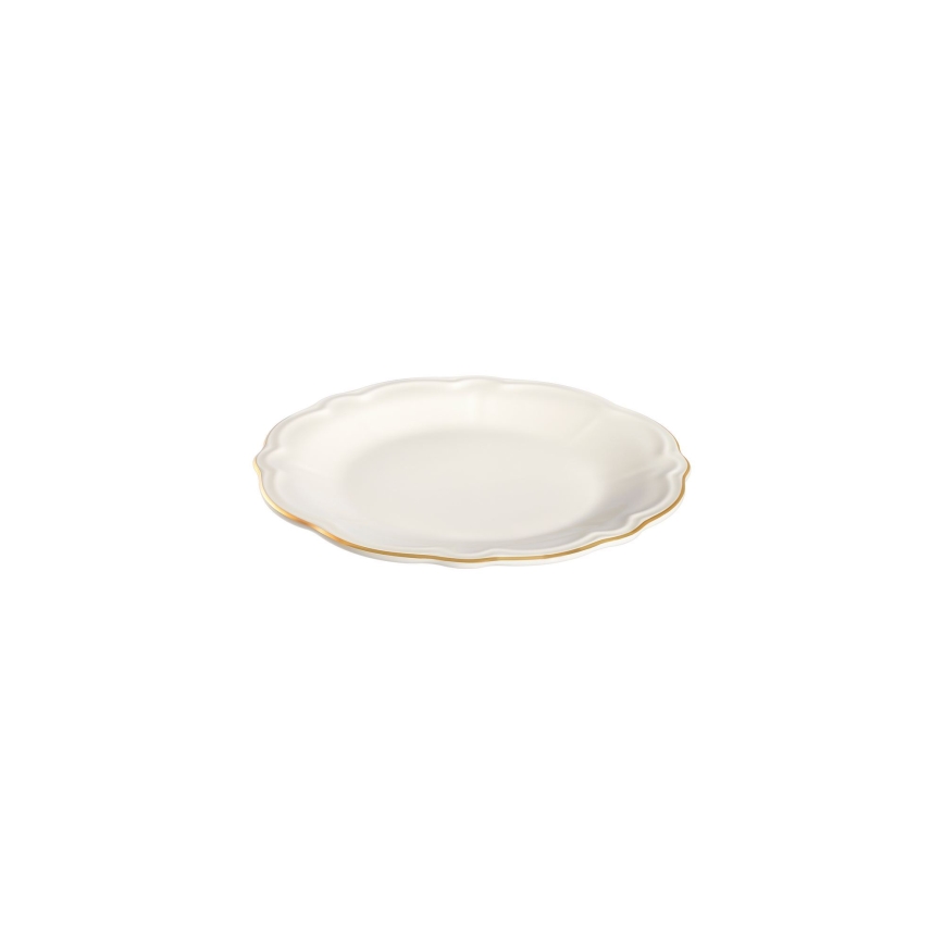 Porcelāna galda servīze, 24 gab., balta ar zelta apdari