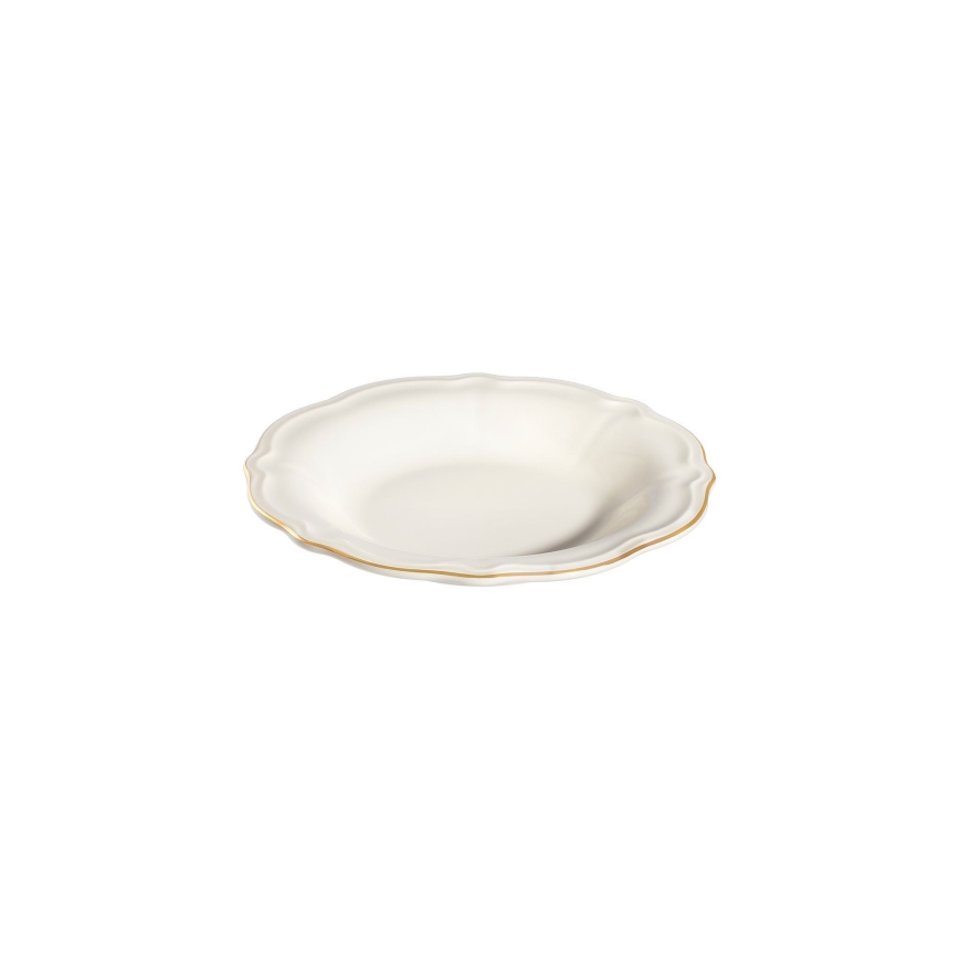 Porcelāna galda servīze, 24 gab., balta ar zelta apdari