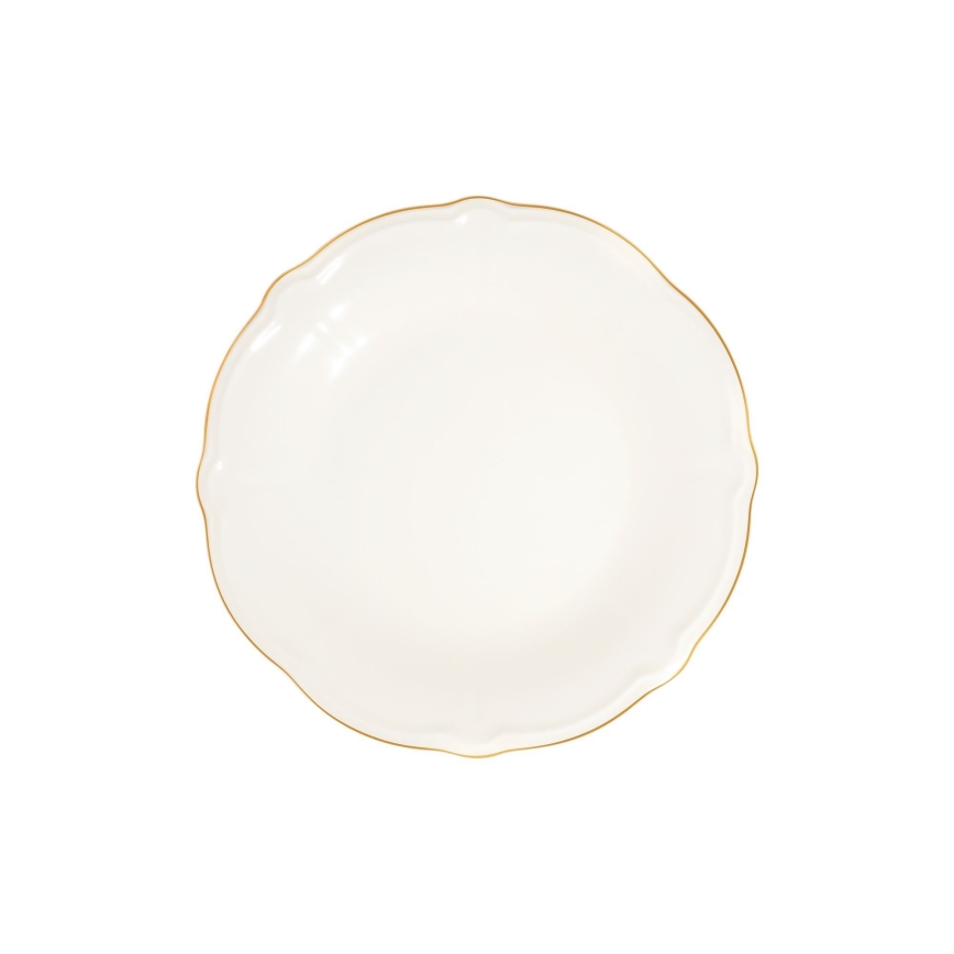 Porcelāna galda servīze, 24 gab., balta ar zelta apdari