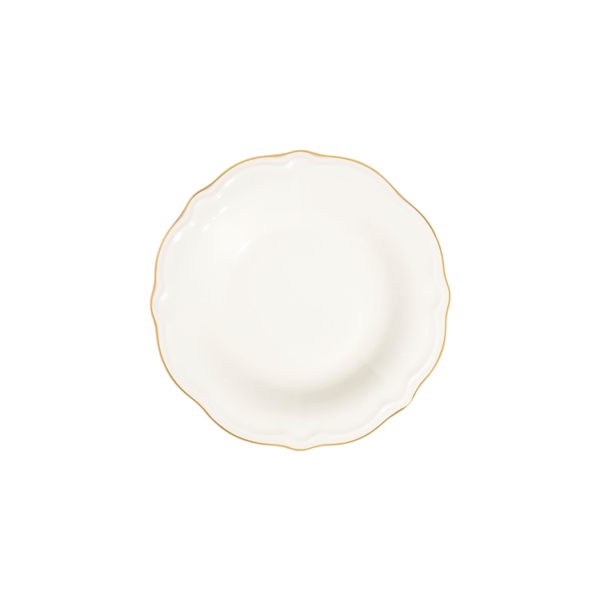 Porcelāna galda servīze, 24 gab., balta ar zelta apdari