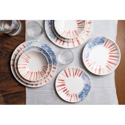 Porcelāna galda servīze, 24 gab., balta/sarkana/zila