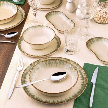 Porcelāna galda servīze, 27 daļas, bēšs/brūns