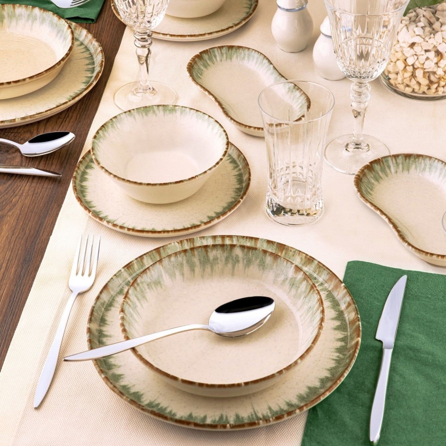 Porcelāna galda servīze, 27 daļas, bēšs/brūns