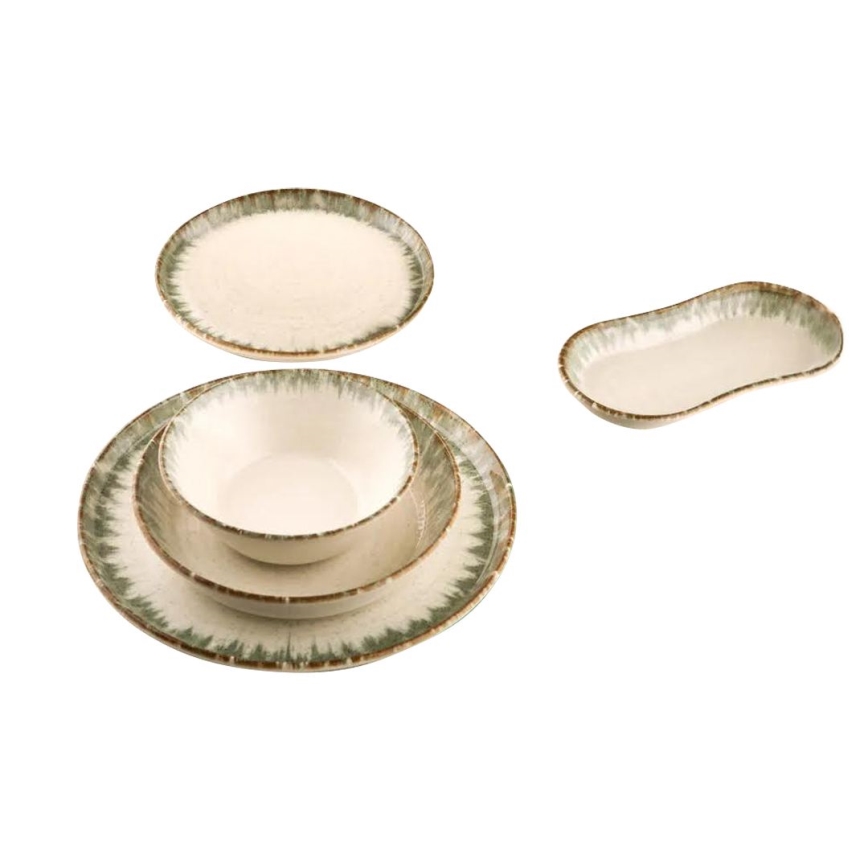 Porcelāna galda servīze, 27 daļas, bēšs/brūns