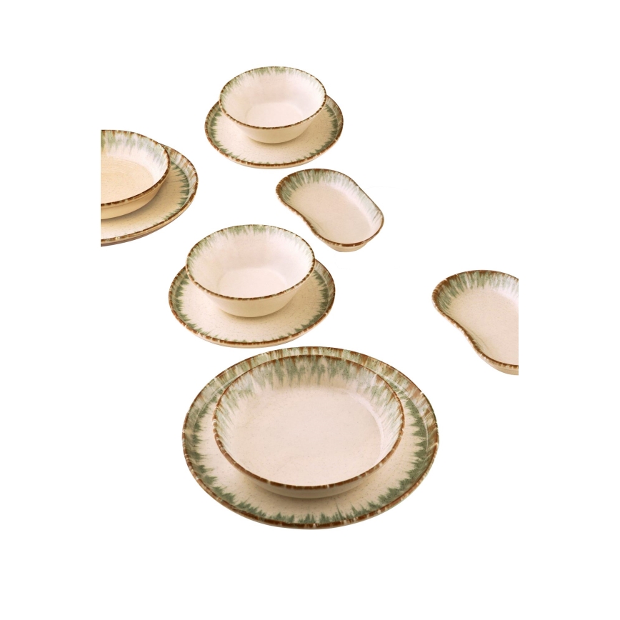 Porcelāna galda servīze, 27 daļas, bēšs/brūns