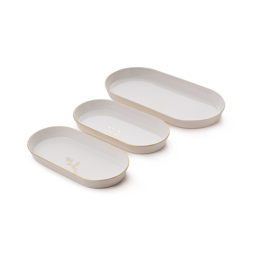 Porcelāna galda servīze, 27 daļas — balta/zeltaina