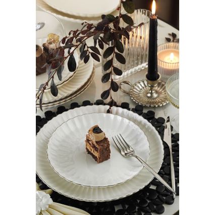 Porcelāna galda servīze, 27 gab., balta/sudraba