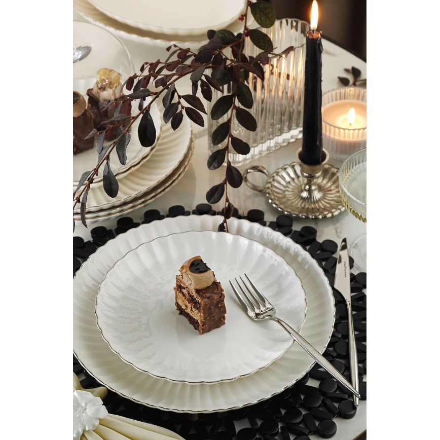 Porcelāna galda servīze, 27 gab., balta/sudraba