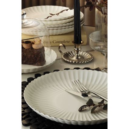 Porcelāna galda servīze, 27 gab., balta/sudraba