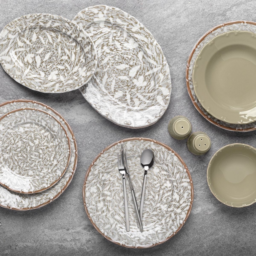 Porcelāna galda servīze 29 gab. brūna/zaļa
