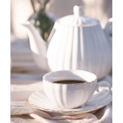 Porcelāna kafijas servīze, 15 daļas, balta