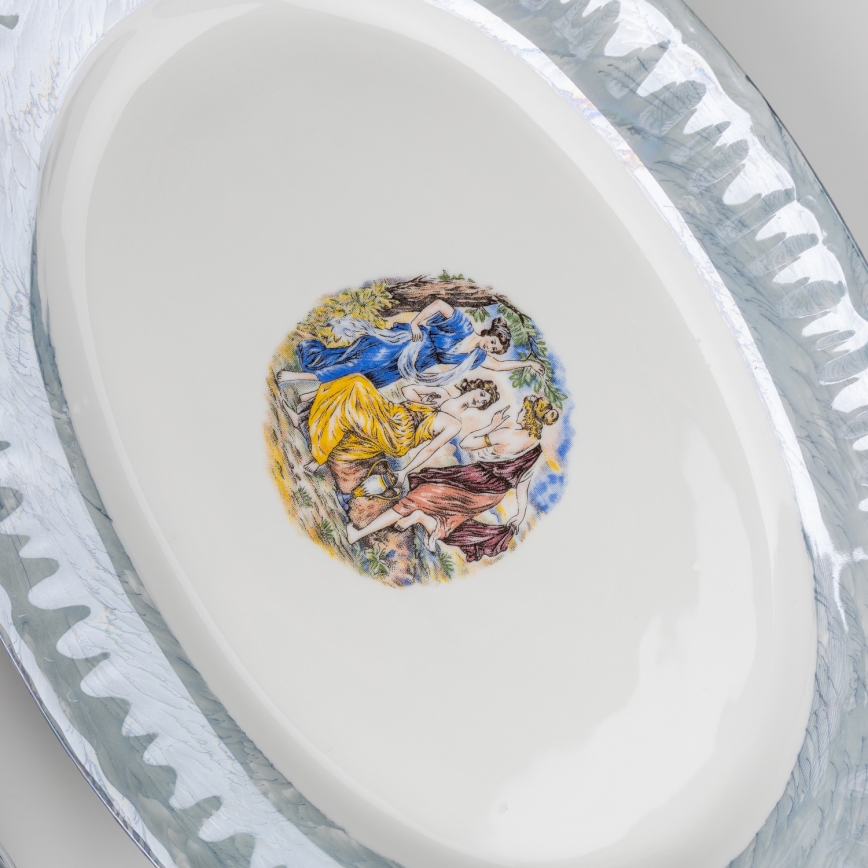 Porcelāna pusdienu komplekts 26 gabali zila ar perlamutra pārklājumu