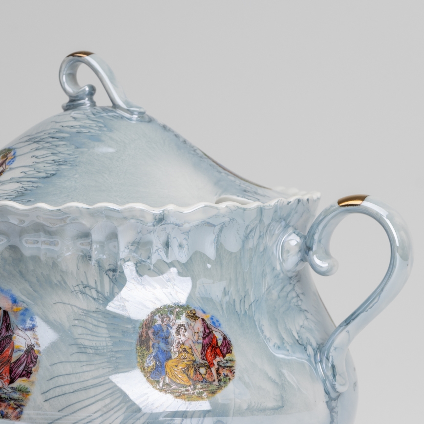 Porcelāna pusdienu komplekts 26 gabali zila ar perlamutra pārklājumu