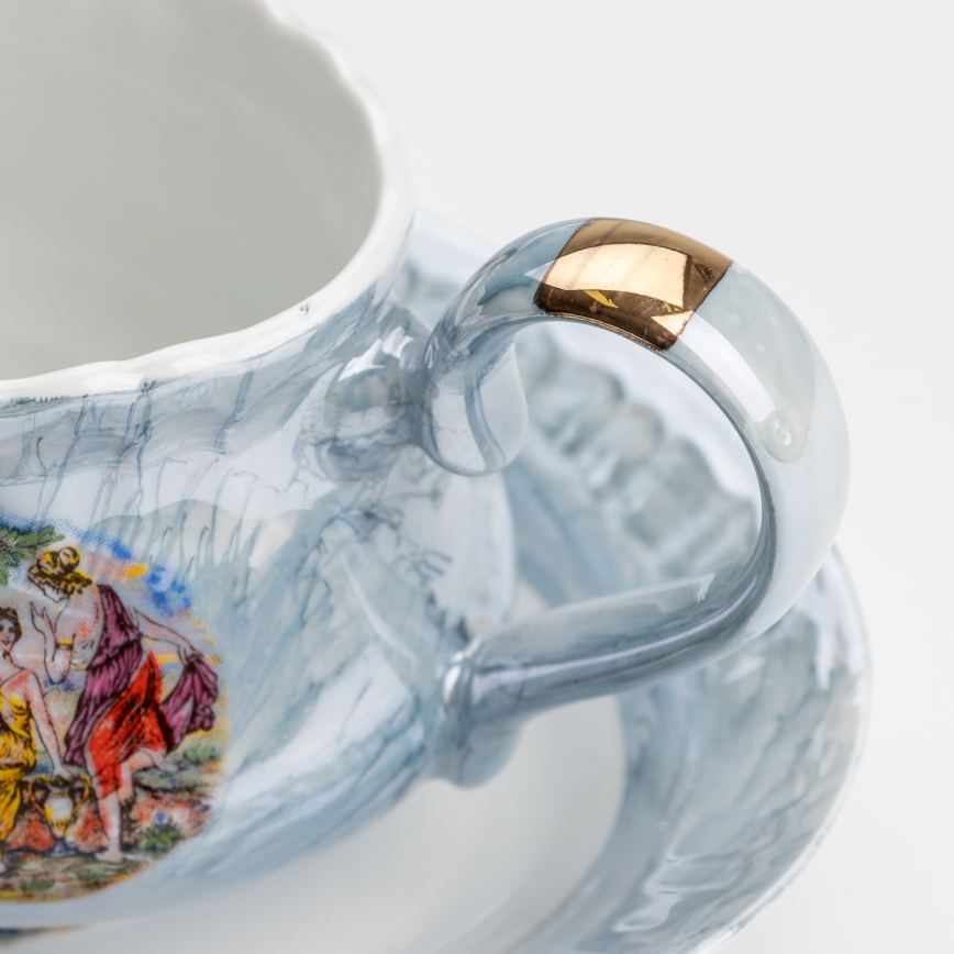 Porcelāna pusdienu komplekts 26 gabali zila ar perlamutra pārklājumu
